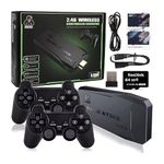 Drumstone (𝐋𝐢𝐦𝐢𝐭𝐞𝐝 𝟏𝟎 Year Warranty 4K Ultra HD Gaming Console with 2.4G Wireless Controllers Built-in 64GB Game Library with 20,000+ Retro Games Plug & Play Video Game System for TV-Black