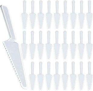 50Pcs Plastic Disposable Cake Cutter 9.1Inch Wedding Cake Cutter Pie Server Plastic Cake Spatula Cake Serving Utensils Plastic Pizza Cutter (Clear)