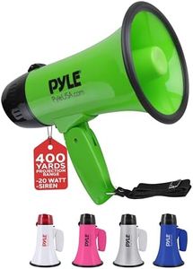 Pyle Portable Megaphone Speaker Siren Bullhorn - Compact and Battery Operated with 20 Watt Power, Microphone, 2 Modes, PA Sound and Foldable Handle for Cheerleading and Police Use - Pyle PMP22GR,Green