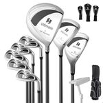 ULTIMATE Women's Complete Golf Club Set, Right Handed Ladies Golf Clubs Set w/ 460cc Alloy #1 Driver, #3 Fairway Wood, #4 Hybrid, #6/#7/#8/#9/#P Irons & Putter (Dark w/Bag)