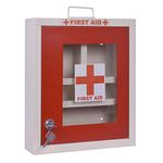 Plantex Metal Emergency First Aid Box for Home/School/Office with Key Lock/Medical Box/medicine box/First Aid Kit Box/Multi Compartment Medicine Organizer Box (Lockable) - (Red & Ivory)