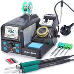 YIHUA 982D Precision Soldering Station with 3 C210 & 3 C245 Soldering Tips, Lead-Free Solder Wire, C210 & C245-Compatible Handpiece, AUTO Temp. Calibration, Sleep Mode, Full-Color Display (UK Plug)