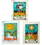 INDIAN CRAFT CASTLE Tarot Flag Tapestry- Small Tarot Card Europe Mysterious Medieval Tapestry, The Sun, The Moon, The Star Astrology Divination Tapestry for Home Room Set of 3 (Moon Sun Star)