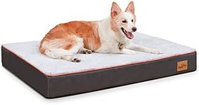 BingoPaw Memory Foam Dog Bed, Large Grey Orthopaedic Dog Bed with Orange Trim Washable and Water Resistant 2XL