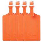 4 Pack Leather Luggage Travel Bag Tags by Travelambo Orange