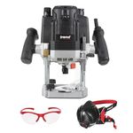 Trend T8 Workshop Router & Safety Set, T8EK Variable Speed Plunge Router (2200W, 1/2 Inch, 240V), Dust Mask & Safety Glasses, T8/Safe/Set