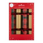 Hallmark Christmas Crackers, 2 Gold & Tartan Designs, Pack of 12 in 2 Designs, Snakes & Ladders, Gold, Red & Green