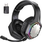 EKSA E1000WT USB Wireless Gaming Headset, 2.4GHz Gaming Headphones with Microphone for PC, PS5, PS4, Switch, 7.1 Surround Sound Gaming Headset, RGB Light, 3.5mm Wired Laptop Headset