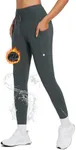 BALEAF Women's Fleece Lined Leggings High Waisted Winter Warm Thermal Hiking Waterproof Pants Zipper Pocket Gray XL