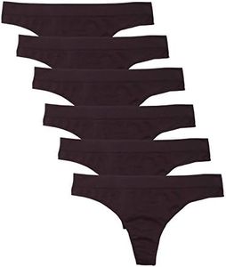 Kalon 6 Pack Women's Nylon Spandex Thong Underwear (Small, 6PK Chocolate)