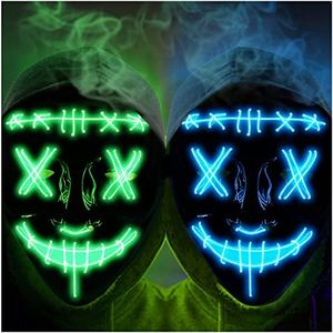 Geefia Halloween Scary Mask LED Mask LED Purge MaskLED Light Up Mask EL Wire Light Up for Festival Cosplay Halloween Costume Halloween Festival Party