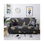 Daesar Sofa Armrest Covers Stretch, Living Room Sofa Cover Feather Couch Cover Grey Gold (Polyester 4 Seater)