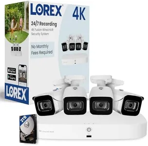 Lorex Fusion 4K Security Camera System w/ 2TB NVR - 8 Channel PoE Wired Home Security System w/ 4 Metal Cameras - Motion Detection, Color Night Vision, Weatherproof Outdoor Surveillance