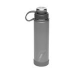 EcoVessel Stainless Steel Water Bottle with Insulated Dual Lid, Insulated Water Bottle with Strainer and Silicone Bottle Bumper, Coffee Mug – 24oz (Slate Grey)