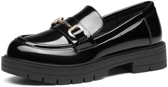 DREAM PAIRS Girls Loafers Chunky Platform Slip On Loafers School Uniform Dress Shoes,Size 12 Little Kid,Black-Patent,KKUMLS2506