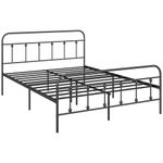 HOMCOM 5ft King Bed Frame with Underbed Storage, Metal Platform Bed frame with Tall Headboard, Footboard and Steel Slat Support, No Box Spring Needed, Easy Assembly, Black