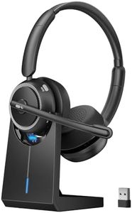 TSYMO Wireless Bluetooth Headset with Microphone, ANC/ENC Noise Canceling, Mic Mute, PC Headphone with USB Dongle & Charging Station for Android, Office, Laptop, Call Center, Phone