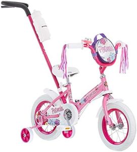 Schwinn Petunia Steerable Kids Bike, Girls Beginner Bicycle, 12-Inch Wheels, Training Wheels, Easily Removed Parent Push Handle with Water Bottle Holder, Pink