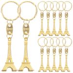 NUOBESTY 12pcs Eiffel Tower Keychain Retro Keychain Keyring Purse Bag Charms French Souvenirs Keychains Gold