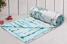 Trance Home Linen 150 GSM Pure Cotton Reversible Dohar Double Bed Size | Ac Blanket Comforter | Soft Light-Weight Bed Blanket (84 X 88 Inch, Akira Turquoise, Pack of 1), 200 TC Festive Gifting