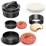 Pisol Hamburger Press, 4-in-1 Burger Press Patty Maker Slider, Stuffed Burgers Sandwich Cutter, Meat Beef Veggie Hamburger Patty Mold with 100 pcs Wax Disc Papers