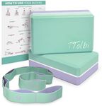 Yoga Blocks 2 Pack with Strap & Guide – Non-Slip EVA Foam Pilates Blocks for Home Workouts, Dance, Ballet, Gymnastics & Stretching Exercise | Ideal Dancer Gifts