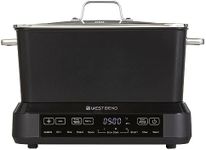 West Bend Versatility Plus Slow Cooker, Large-Capacity Non-Stick Multicooker with Variable Temperature Control, 20 Cooking Functions, 6-Quart, Black