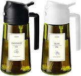 TrendPlain - Original 16oz/470ml Olive Oil Dispenser Bottle for Kitchen Gadgets and Air Fryer Accessories - Olive Oil Sprayer for Cooking w/Stickers - Black&White