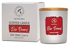 Scented Candle Rose Dreams - Essential Oil Aromatherapy Candle - Soywax Candle - Up to 45 Hours Burn Time - Glass Candle Gift - Luxury Soy Wax Candle for Home Scented - Home Scented Candles