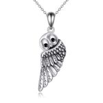 YFN Owl Necklace Sterling Silver Cute Animal Owl Pendant Totem Jewelry Gifts for Women Men Owl Lover, Sterling Silver, No Gemstone