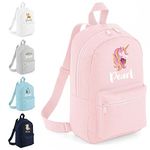 HippoWarehouse Personalised Mini Backpack Illustration Design & Name Colourful Childrens Nursery Creche Preschool 35 x 23 x 12 cm 7 litre