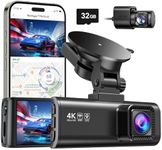 REDTIGER Dash Cam Front Rear, 4K/2.5K Full HD Dash Camera for Cars, 32GB Card Included, Built-in Wi-Fi GPS, 3.18” IPS Screen, Night Vision, 170°Wide Angle, WDR, 24H Parking Mode(F7NP)