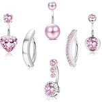 LOLIAS 6Pcs Pink Belly Button Rings