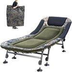 YOUGYM XXL Camping Cot for Adults 330Lbs with Carry Bag, Heavy Duty Folding Bed with Soft Padded Cushion, Portable Camp Bed for Hunting, 180° Adjustable Reclining Outdoor Lounger, Camouflage