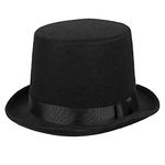 Boland Adult Black Deluxe Top Hat, Heavy Duty, Satin Band and Elasticated Inside, Victorian Style Ringmaster Magician Steampunk Cosplay Halloween Fancy Dress Accessory Adult, One Size (Black)