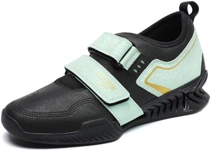 Weightlifting Shoes - High Stability Squat Shoes for Men Women with Non-Slip Rubber Sole, Wide Toe Box & Heel Support for Lifting Powerlifting, Gym, Black/Green
