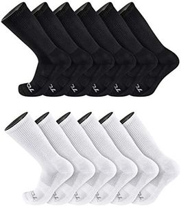 TCK 12 Pairs Work & Athletic Crew Socks (12 Pairs-Black/White, Large)