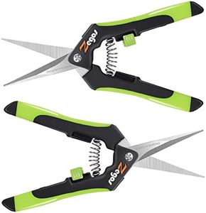 Zegos Bud Trimming Scissor 2 Pack with Curved Blades and Titanium Non-sticky Coating, Precision Pruning Shears, Hand Pruning Snips, Garden Scissors for Herb and Bud Trimming, Bonsai Cutting (2 Pack)