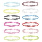 BodyJ4You 12PC Tattoo Choker Necklace Set - 90s Accessories 2000s Jewelry - Vibrant Pink Blue White Green Black - Stretchy Multicolor Collar