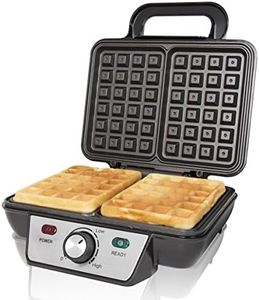 Quest 35950 Two Slice Deep Fill Waffle Maker/Non-Stick Hot Plates/Adjustable Temperature/Stainless Steel with Cool Touch Handle / 1000W