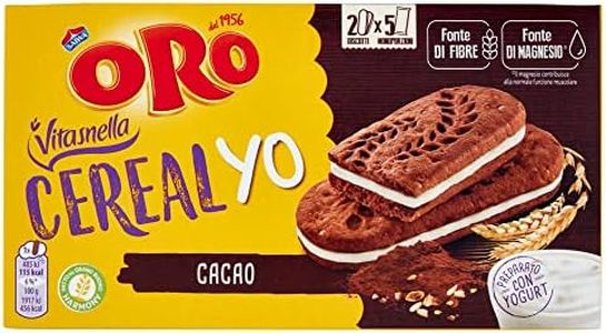 Oro Vitasnella, Cereal Yo On Cacao, Biscotti Ai Cereali E Al Cacao Magro Con Ripieno Morbido Di Yogurt, Fonte Di Fibre E Magnesio, 253g (contiene 5 Monoporzioni Da 50,6g)