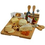 Picnic at Ascot Windsor Hardwood Cheese Board with 4 Tools Ceramic Bowl and Cheese Markers, Natural