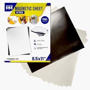 Magnet Me Up Self-Adhesive 8.5"x11" Magnetic Sheets, DIY, Peel & Stick Refrigerator Magnets for Photos & Art, Cuts Easily to Any Size, Includes 10 Sheets of 15 Mil Magnetic Adhesive