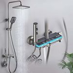 InArt Shower System with Digital Temperature Display, 11-Inch Rain Shower Head, Handheld Shower, and Wall-Mounted Fixtures Gun Grey Color