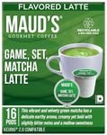 Maud's Matcha Latte Pods, 16 ct | Game, Set, Matcha Latte | Creamy, Delicate & Earthy | Solar Energy Produced Recyclable Single Serve Matcha Latte Pods Compatible with Keurig K-Cup Brewers