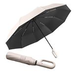 Extra Large Windproof Travel Folding Golf 54‘’ Umbrella Compact Automatic Open/Close,Sun/Rain,99 UV Protection,Lightweight Portable Parasol Outdoor,Perfect Carabiner Handle Design