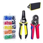 KOTTO Ferrule Wire Terminal Block Crimping Tool Plier Tool Kit Set with 860 Ferrules, Wire Cutter, Storage Bag, UL Color AWG Guidelines, Industry Standard Coded Ferrules