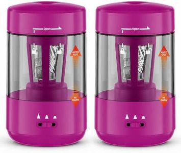 2 Pack Electric Pencil Sharpener for Classroom, Fully Automatic MagentaPink
