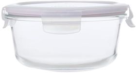 LocknLock Eco Ovenglass Glass Food Storage Containers with Lids 650ml - Airtight, Leakproof Round Glass Food Container with Recycled Plastic Lid, Oven Safe, Dishwasher Safe, Diameter 15.5 x 7.5cm