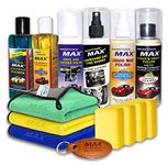 MAX Premium Car Care Kit - Standard (Pack of 6 Items of 200 ML Each, 3 Pcs Microfiber Cloth 800 GSM, 4 Pcs Foam Applicators and 1 Pc Leather Keychain) for Car Cleaning, Washing and Polishing